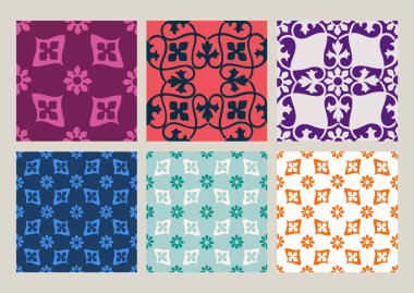 renkli dizi sorunsuz çiçek desenleri vintage arka planlar