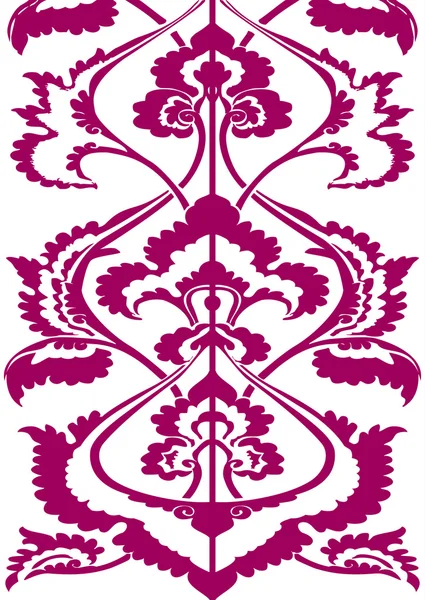 Ornamental border floral silhouette, vertical floral pattern isolated — Stok Vektör