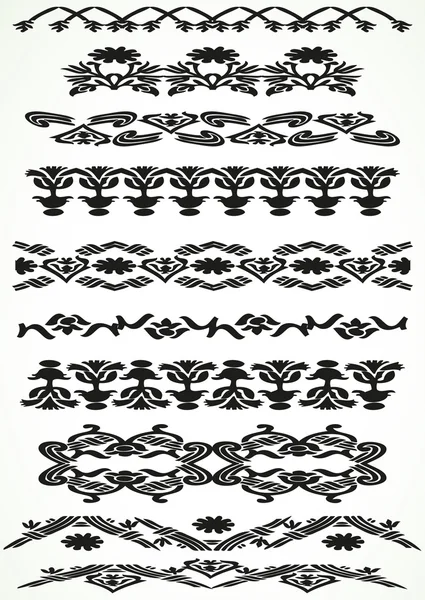 Vintage border floral set seamless vector — ストックベクタ