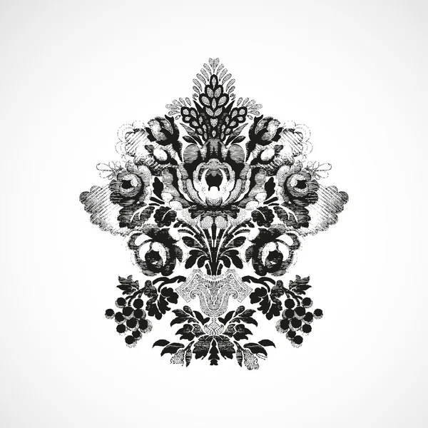 Richly decorated with a bouquet of flowers and twigs of berries in a vase, vintage isolated background vector — 스톡 벡터