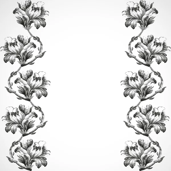 Hand-drawn vertical border flowers of lily, vintage isolated background vector — Stock vektor