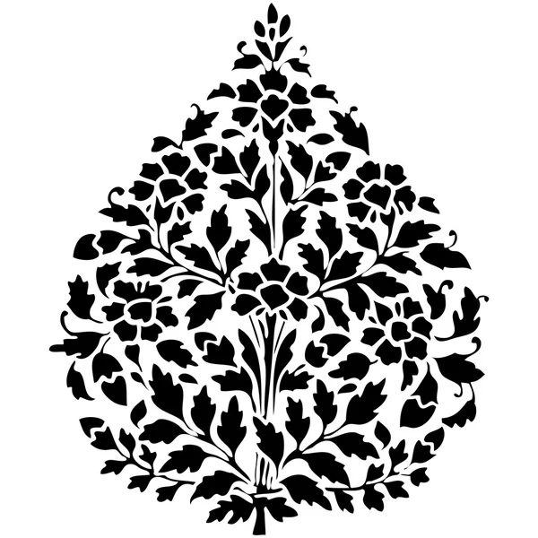 Vector illustration symmetric blooming plant with flowers and leaf on white — Διανυσματικό Αρχείο