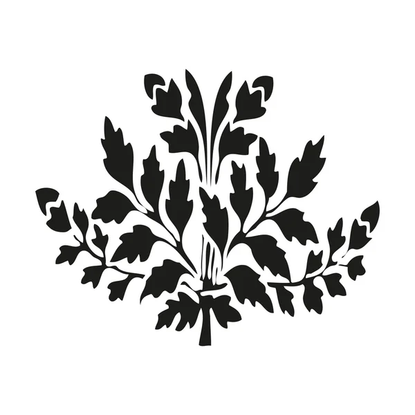 Vector illustration symmetric blooming plant with flowers and leaf on white — ストックベクタ