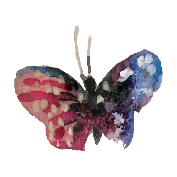 Borboleta aquarela sobre fundo branco ilustração vetorial — Vetor de Stock