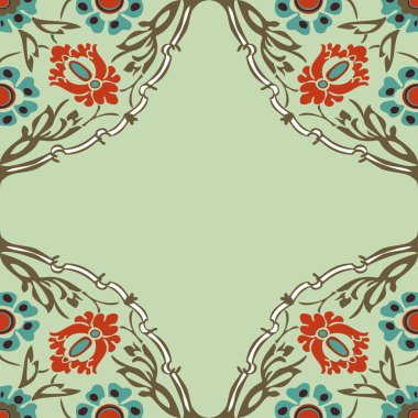 Renkli çiçek sınır köşe arka plan vektör yuvarlak  