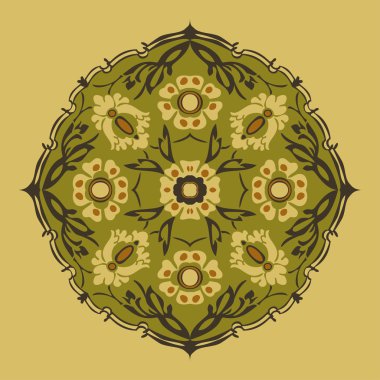 Siyah ve beyaz çiçek soyut izole yuvarlak