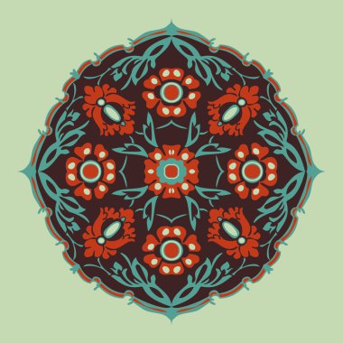 Siyah ve beyaz çiçek soyut izole yuvarlak