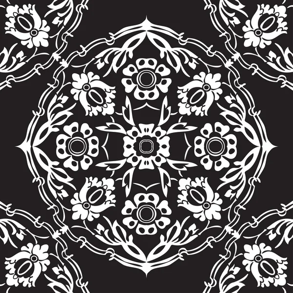 Zwart-wit ronde bloemen grens hoek abstracte achtergrond v — Stockvector