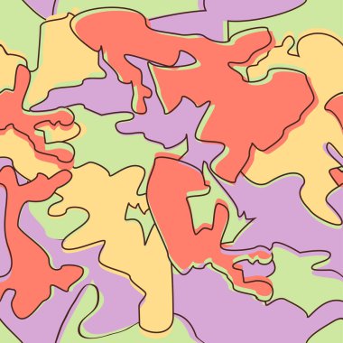 Kırmızı Pembe Yeşil soyut arka planda Pastel Kamuflaj Kusursuz Desen. Modern giyim tarzı kamuflaj tekerrür baskısı. Moda Tekstil Örtüsü Kumaş Kartı için grafik tasarım vektör çizimi