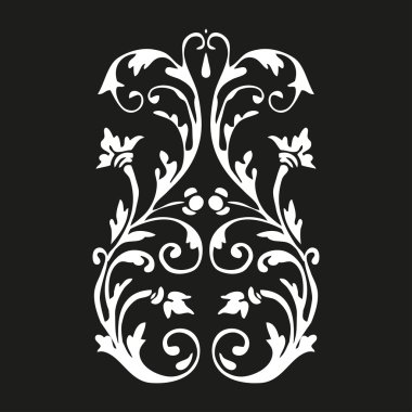 Siyah arka plan üzerine çiçek öğe vektör dikey kıvrılmış