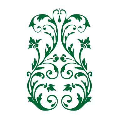 Vektör dikey beyaz zemin üzerine çiçek öğe kıvrılmış