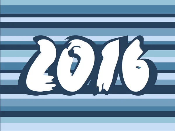 2016 Año Nuevo dibujado a mano fondo rayado — Vector de stock