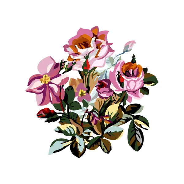 Vector of a beautiful floral bouquet with flowers roses and buds