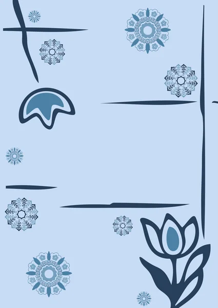 Силуэт цветов зимой и снежинками — стоковый вектор