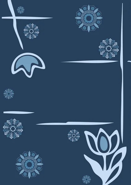 Flowers winter and snowflakes silhouette — ストックベクタ