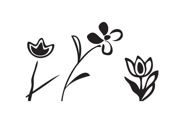 Vector doodle illustration pattern simple flowers isolated — Stok Vektör