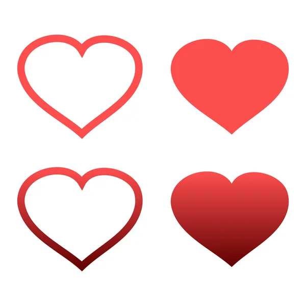 Different abstract red heart icons set — Stock Vector