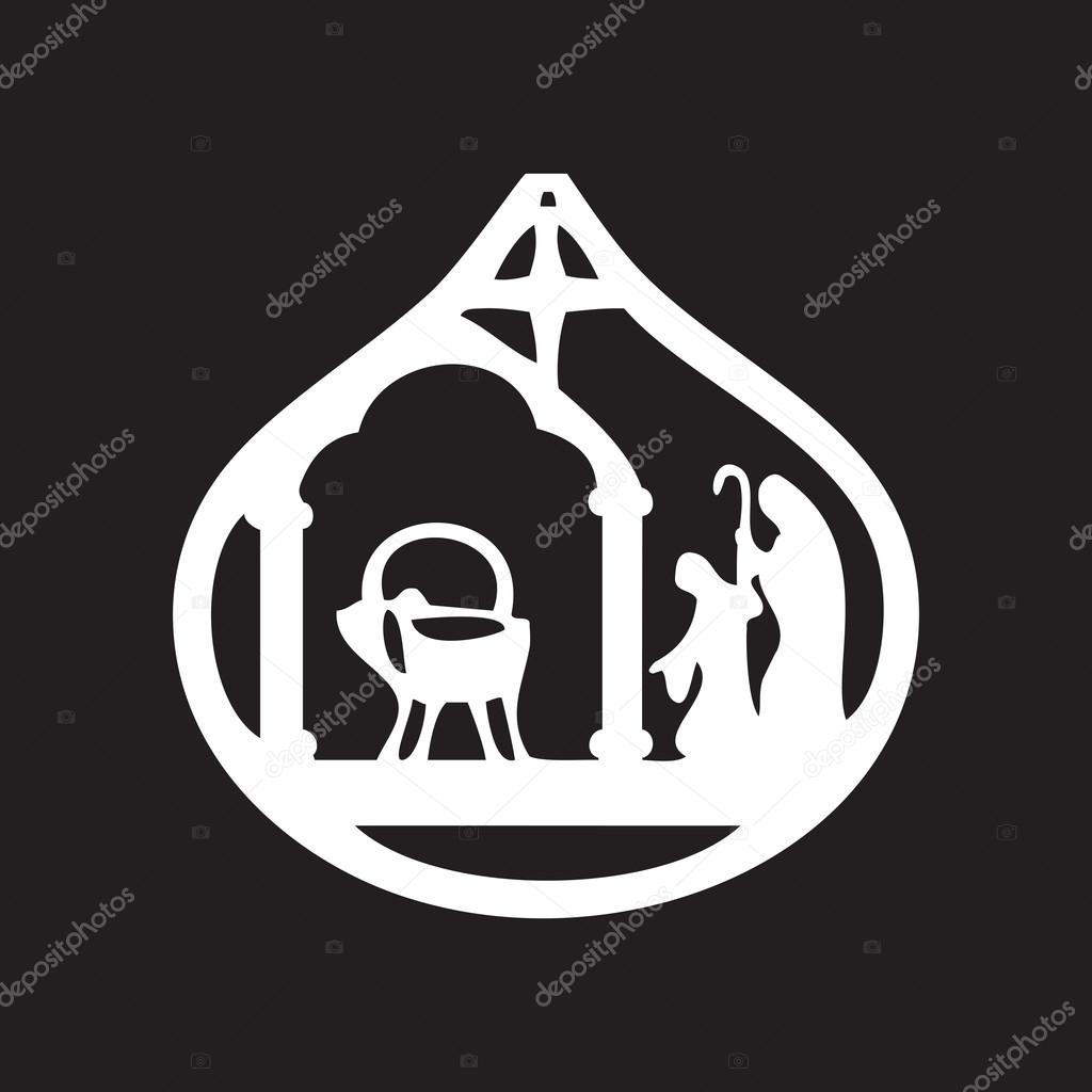Adoration of the Magi silhouette icon vector illustration on bla
