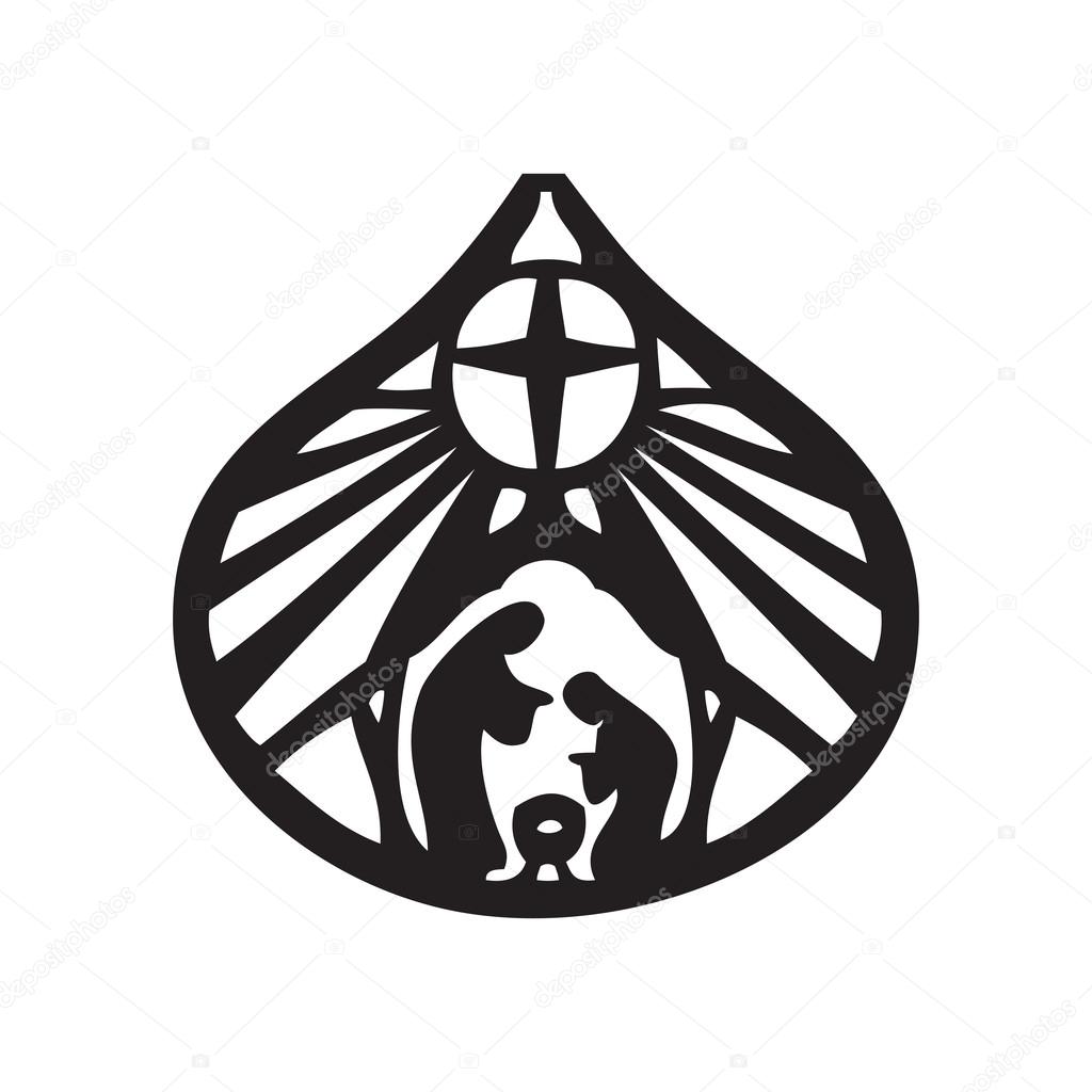 Holy family Christian silhouette icon vector illustration on whi
