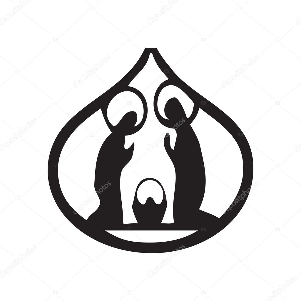 Holy family Christian silhouette icon vector illustration