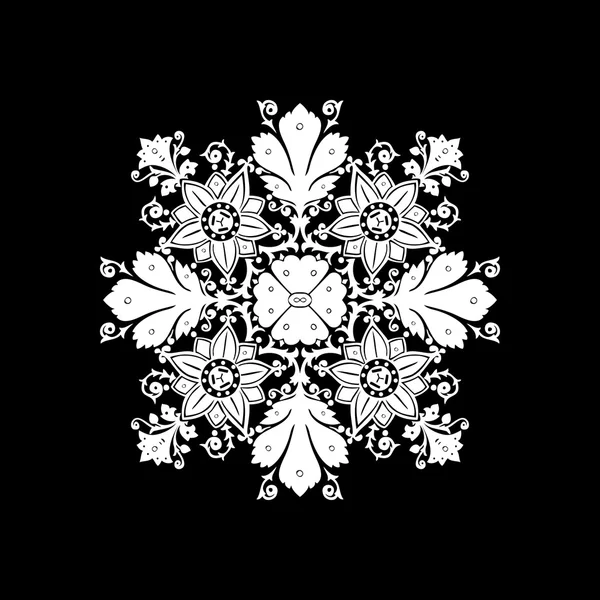 Etniczne kwiaty bukiet okrągły ornament na białym tle — Wektor stockowy