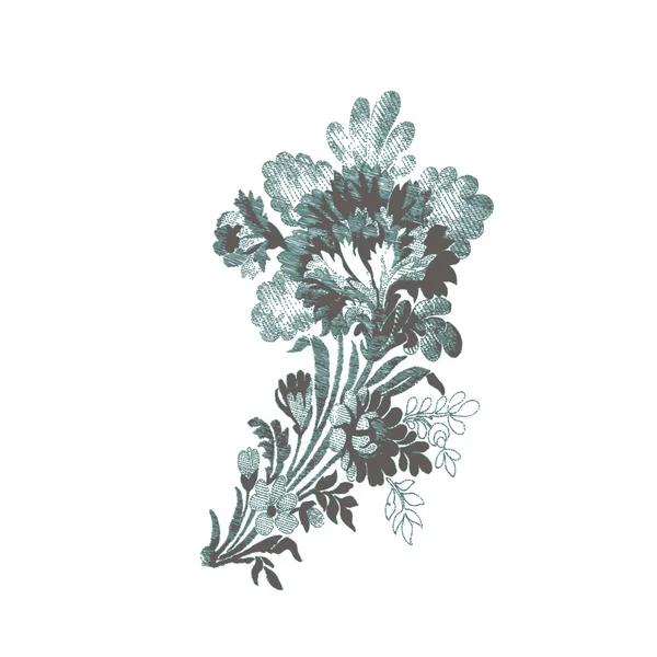 Hermoso ramo de flores dibujadas a mano — Vector de stock