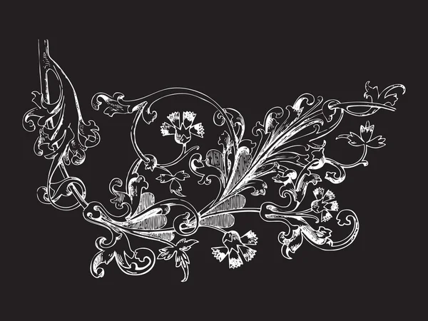 Dal çiçek ve yaprakları Barok vektör ile elle çizilmiş çizimi. — Stok Vektör