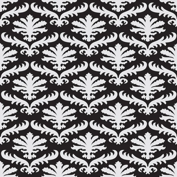 Векторный дамаск бесшовный цветочный узор черный и белый фон — стоковый вектор