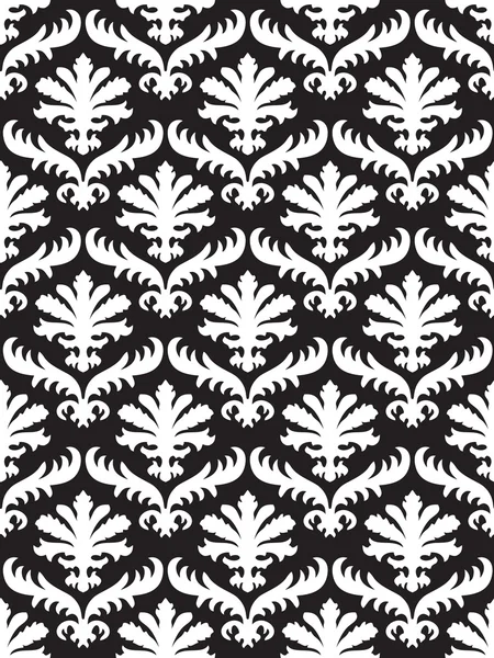 Векторный дамаск бесшовный цветочный узор черный и белый фон — стоковый вектор