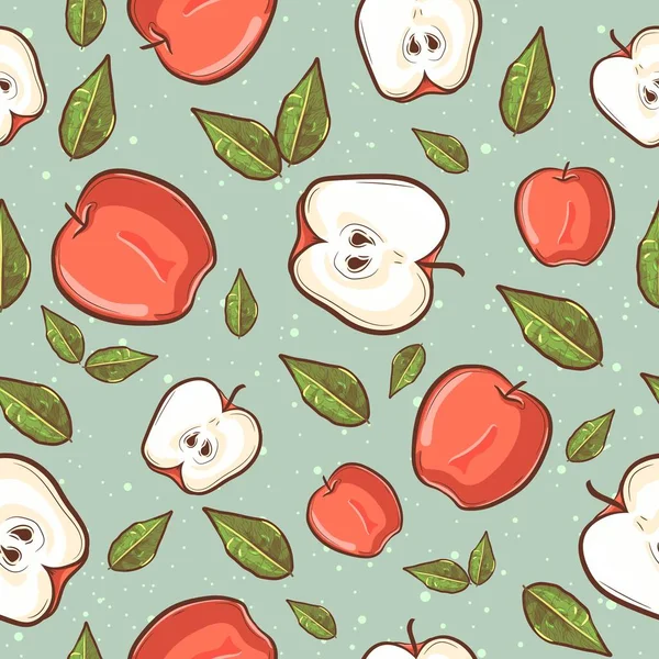 Motif Tropical Estival Sans Couture Avec Des Pommes Rouges Des — Image vectorielle