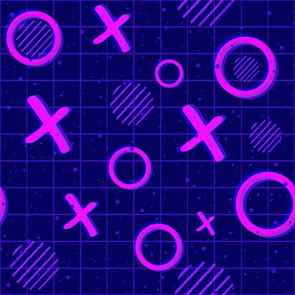 Psikedelik neon x ve o kusursuz oyun kalıbı. Mor ve pembe siber punk yineleyici arka plan. 