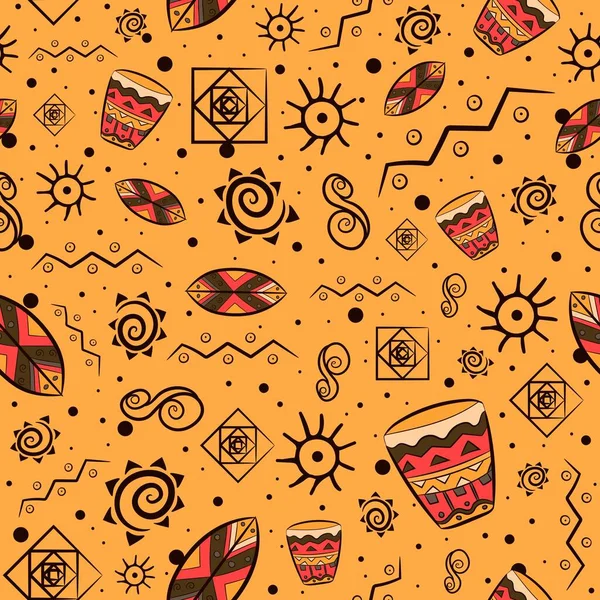 Motif Traditionnel Africain Sans Couture Avec Motifs Mayas Aztèques Nationaux — Image vectorielle