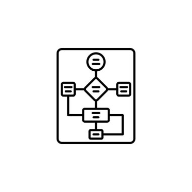 Algoritma vektör çizgisi biçimi. Web sitesi, başvuru, ticaret, sunum, logo ve daha fazlası için mükemmel. Basit, ince ve modern taslak simgesi