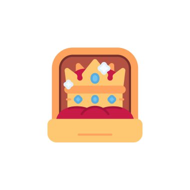 Crown In Box vektör simgesi. Mücevher ikonu düz stil. Logo, sunum, web sitesi ve daha fazlası için mükemmel bir kullanım. modern simge tasarımı renk biçimi