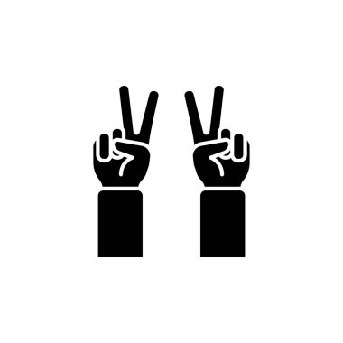 Zafer el hareketi vektör simgesi. El hareketi simgesi gibi. Logo, sunum, web sitesi ve daha fazlası için mükemmel bir kullanım. modern simge tasarımı kabartma biçimi