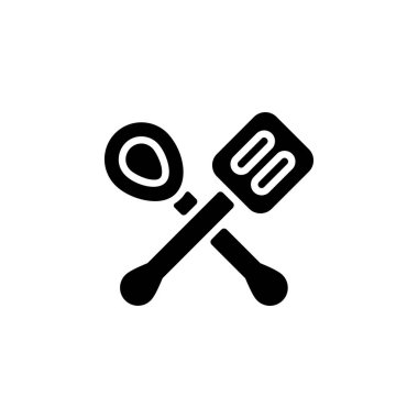 Spatula vektör ikonu pişirmek. Fırın ikonu tarzı. Logo, sunum, web sitesi ve daha fazlası için mükemmel bir kullanım. Basit modern simge tasarımı kabartma biçimi