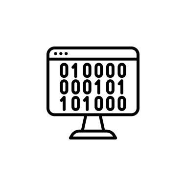 İkili vektör simgesi. Simge satırı biçiminde kodlama ve programlama. Logo, sunum, web sitesi ve daha fazlası için mükemmel bir kullanım. Modern simge tasarımı özet biçimi