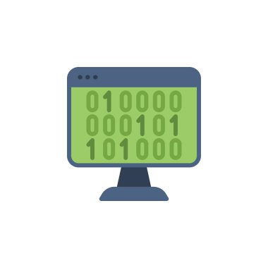 İkili vektör simgesi. Kodlama ve programlama simgesi düz stil. Logo, sunum, web sitesi ve daha fazlası için mükemmel bir kullanım. Modern simge tasarımı renk biçimi