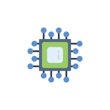 Bilgisayar çipi vektör simgesi. Kodlama ve programlama simgesi düz stil. Logo, sunum, web sitesi ve daha fazlası için mükemmel bir kullanım. Modern simge tasarımı renk biçimi