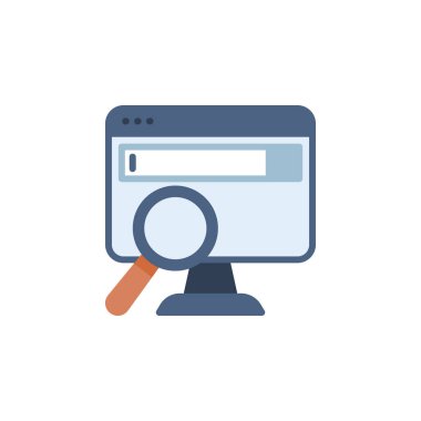 Motor vektör simgesini ara. Kodlama ve programlama simgesi düz stil. Logo, sunum, web sitesi ve daha fazlası için mükemmel bir kullanım. Modern simge tasarımı renk biçimi