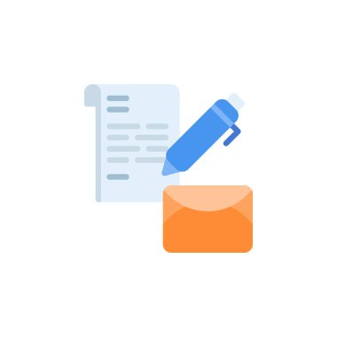 e-posta harfi vektör simgesi. Ofis ve iş ikonu düz stil. Logo, sunum, web sitesi ve daha fazlası için mükemmel bir kullanım. Basit modern simge tasarımı renk biçimi