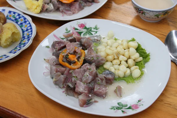 Placa de Ceviche con Mote — Foto de Stock