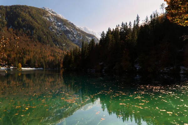 Осінь Fusine Lakes Natural Park Італія Фотографія Високої Якості — стокове фото