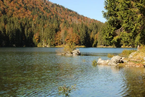 Herbst im Naturpark Fusine Seen, Italien — Stockfoto