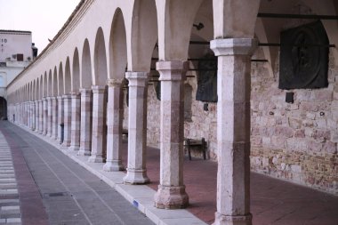Colonnade of the Basilica of Saint Francis in Assisi, Italy