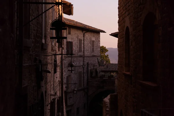 Ősi középkori paloták Assisi városában — Stock Fotó