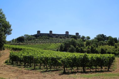 İtalya 'nın Monteriggioni kentindeki kale manzarası