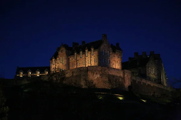 Zamek w Edynburgu nocą, Szkocja — Zdjęcie stockowe