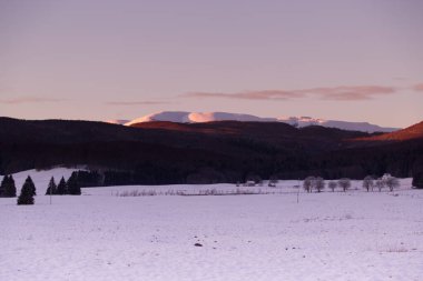 İtalya 'nın Cansiglio platosunda sabahın erken saatlerinde