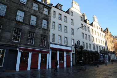 Edinburgh, İskoçya 'daki şehir binalarının manzarası